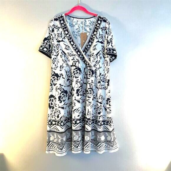 Tendency Women's V-Neck Floral Knee Length Dress Size XXL - Picture 1 of 7